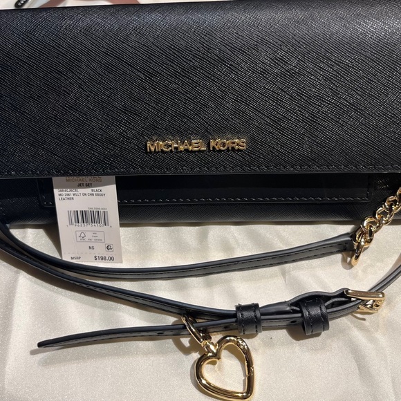🔥NWT MICHAEL KORS BLACK STAFFAINO CONVERTIBLE CROSSBODY!🔥 - Picture 1 of 14